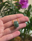 Baikalla "Ping An Kou" (Good Luck Button) Deep Blue-Green Jadeite Jade Pendant Necklace