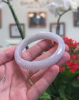 Baikalla Natural Light Lavender & Faint Green Jadeite Jade "Half Round" Bangle Bracelet (57.3mm) 