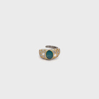 Baikalla Antique Natural Opal Sterling Silver Gold Plated Two Tone Ring