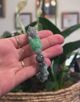 Baikalla Natural Apple-Green & Black Wuji Jadeite Jade "Dragon" Bead Bracelet