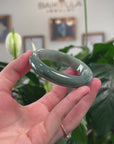 Baikalla Natural Oil-Green Jadeite Jade "Half Round" Bangle Bracelet (54.6mm) 