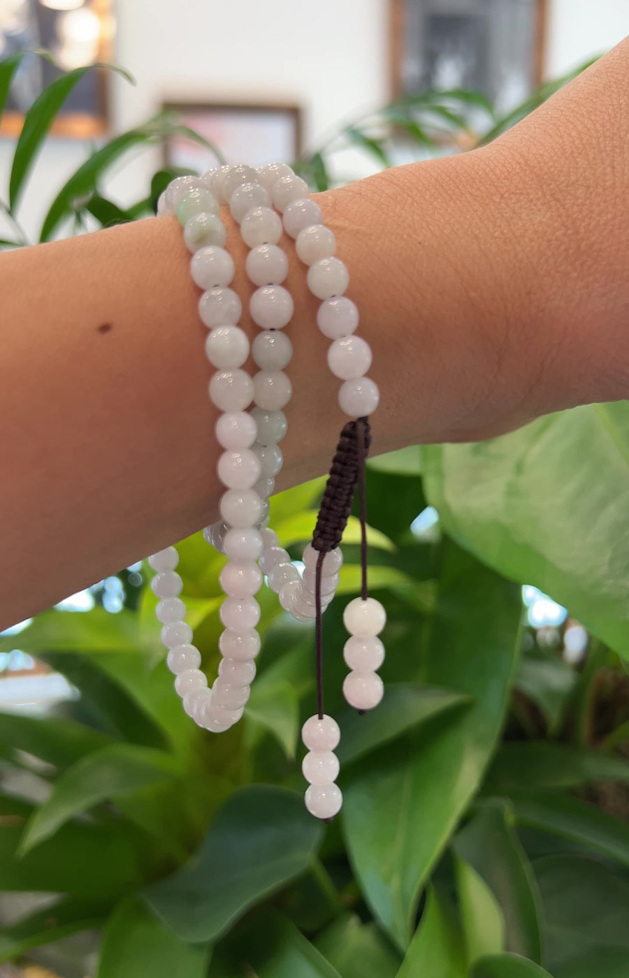 Natural Jadeite Jade 108 Round Lavender Beads Buddha Rosary ( 6 mm ) 2 in 1