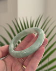 Baikalla Natural Apple-Green Jadeite Jade "Half Round" Bangle Bracelet (57.9mm) 