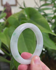 Baikalla Natural Jadeite Jade Green Flower Bangle Bracelet (52.3mm)