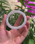 Baikalla Icy Light Lavender "Traditional Round" Jadeite Jade Bangle Bracelet (55.5mm) 