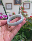 Baikalla Natural Light Blue-Green & Lavender Jadeite Jade "Oval Half Round" Bangle Bracelet (52.5mm) 
