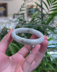 Baikalla Light Green W/ Blue-Green Patch & Sajin Jadeite Jade Oval Bangle (55.6mm) 