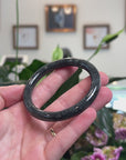 Baikalla Natural Black Wuji Jadeite Jade "Traditional Round" Bangle Bracelet (58.5mm) 