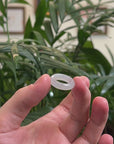 Baikalla Icy White Burmese Jadeite Jade Traditional Ring 