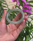 Baikalla Light Icy Oil-Green "Traditional Round" Jadeite Jade Bangle Bracelet (53.2mm) 