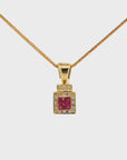 14k Yellow Gold Natural Pink Ruby Pendant Necklace