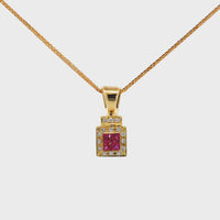 14k Yellow Gold Natural Pink Ruby Pendant Necklace