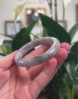 Baikalla Black Sesame Wuji Jadeite Jade "Half Round" Bangle Bracelet (55.2mm) 