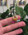 Baikalla Natural Yellow & Imperial Green Jadeite Jade "Ping An Kou" 18ky Gold Ring 
