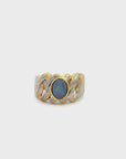 Baikalla Antique Natural Opal Sterling Silver Gold Plated Two Tone Ring