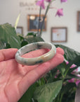 Baikalla Natural Deep Blue-Green Flower & Sajin Jadeite Jade "Half Round" Bangle Bracelet (53.6mm) 
