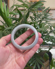 Baikalla Baby-Blue & Light Green "Half-Round" Jadeite Jade Bangle Bracelet (58.8mm) 