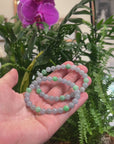 Baikalla Grey-Lavender & Apple-Green Genuine Jadeite Jade Round Bead Bracelet (7.3mm)