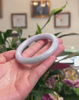 Baikalla Natural Light Lavender W/ Light Green Patch Jadeite Jade "Traditional Round" Bangle Bracelet (57.7mm) 