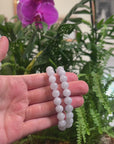 Baikalla Light Lavender Genuine Jadeite Jade Round Bead Bracelet (9mm)