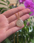Baikalla "Ping An Kou" (Good Luck Button) Nephrite Jade Pendant W/ 18K Yellow Gold Bail & Tourmaline