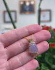 Baikalla Natural Icy Light Lavender Jadeite Jade "Melon" Pendant W/ 18ky Gold Bail & Natural Diamonds