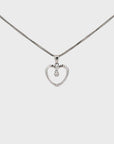 18K White Gold Diamond Cut Heart Pendant Necklace