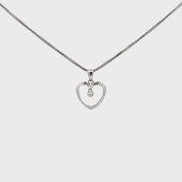 18K White Gold Diamond Cut Heart Pendant Necklace
