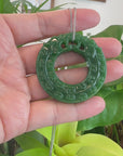 Baikalla™ " Double Dragon Good Fortune" Carving Pendant Necklace Natural Nephrite Jade