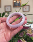 Baikalla Natural Icy Light Lavender Jadeite Jade "Half Round" Bangle Bracelet (56.6mm) 