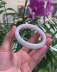 Baikalla Light Lavender W/ Light Green Patch Jadeite Jade "Half Round" Bangle Bracelet (57.5mm) 