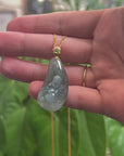 Baikalla Icy Oil-Green "Laughing Buddha" Jadeite Jade Pendant W/ 18K Yellow Gold Bail & Diamonds