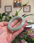Baikalla Natural Green Jadeite Jade "Half Round" Bangle Bracelet (56.9mm) 
