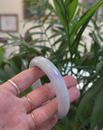 Baikalla "Half Round" White-Lavender Natural Jadeite Jade Bangle (59.6mm) 