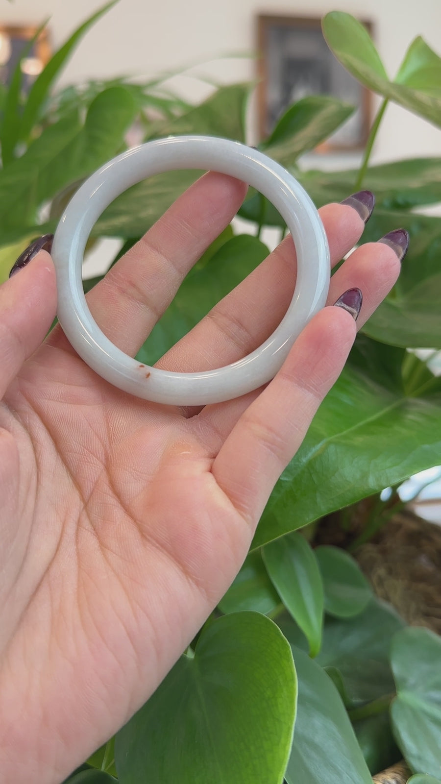 Baikalla "Petite" White Burmese Jadeite Jade Bangle (54.55 mm) T190
