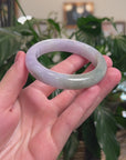 Baikalla Natural Light Lavender & Oil-Green Jadeite Jade "Half Round" Bangle Bracelet (55mm) 