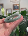 Baikalla Natural Blue-Green Jadeite Jade "Half Round" Bangle Bracelet (63.5mm) 