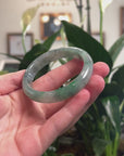 Baikalla Natural Icy Vibrant Green & Wuji Jadeite Jade "Half Round" Bangle Bracelet (54.4mm) 