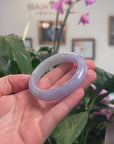 Baikalla Natural Lavender & Light Green Jadeite Jade "Half Round" Bangle Bracelet (51.7mm) 