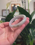 Baikalla Natural Light Lavender & Light Green Jadeite Jade "Half Round" Bangle Bracelet (56.5mm) 