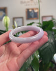 Baikalla Natural Light Lavender & Green W/ Sajin (Golden Dust) Jadeite Jade "Half Round" Bangle Bracelet (59.5mm) 