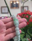 Baikalla Natural Light Apple-Green Jadeite Jade "Dragon" Bead Bracelet