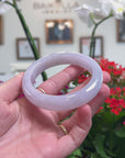 High-End Natural Icy Light Lavender Jadeite Jade "Half Round" Bangle Bracelet (61.5mm) 
