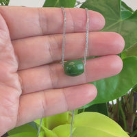 Baikalla™ "Good Luck Button" Necklace Nephrite Green Jade Lucky TongTong Pendant Necklace