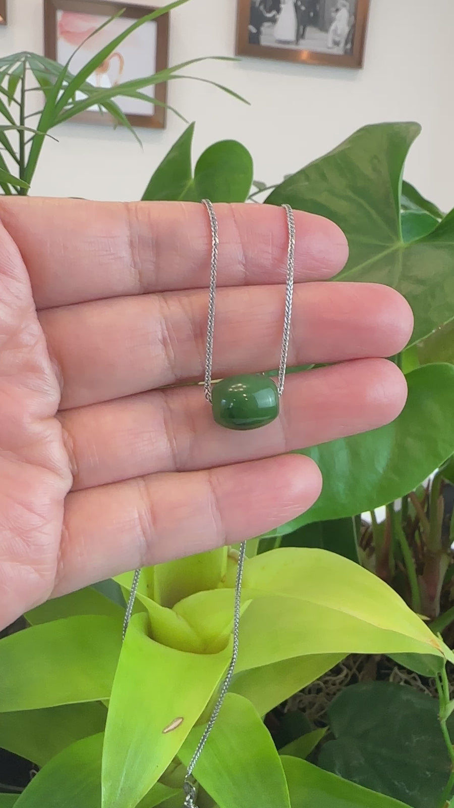 Baikalla™ "Good Luck Button" Necklace Nephrite Green Jade Lucky TongTong Pendant Necklace