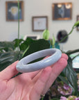 Baikalla Natural Light Lavender & Faint Green Jadeite Jade "Half Round" Bangle Bracelet (64.8mm) 
