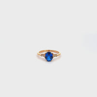 18k Rose Gold Lab-Created Sapphire Ring With CZ