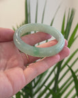 High-End Icy Apple Green Natural Burmese Jadeite Jade Bangle – Half Round (52.9mm) TT915