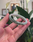 Baikalla Natural Deep Green Flower Jadeite Jade "Half Round" Bangle Bracelet (54.3mm) 