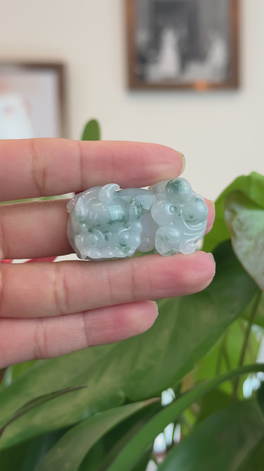 Genuine Burmese Ice Blue-Green Jadeite Jade PiXiu Pendant Necklace
